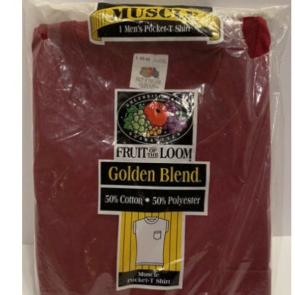 Vintage Fruit of the Loom Muscle Pocket T-Shirt - Picture 1 of 2